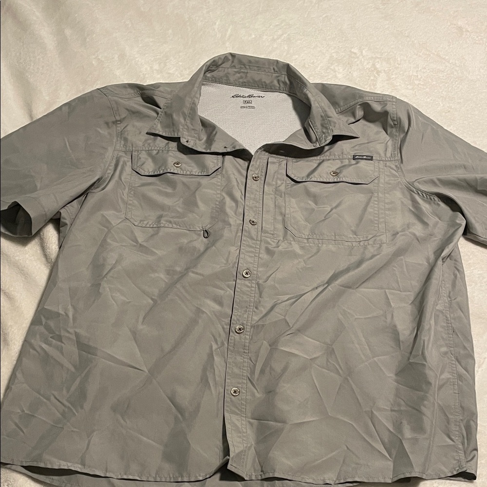 Eddie Bauer Gray Mesh-Lined Shirt